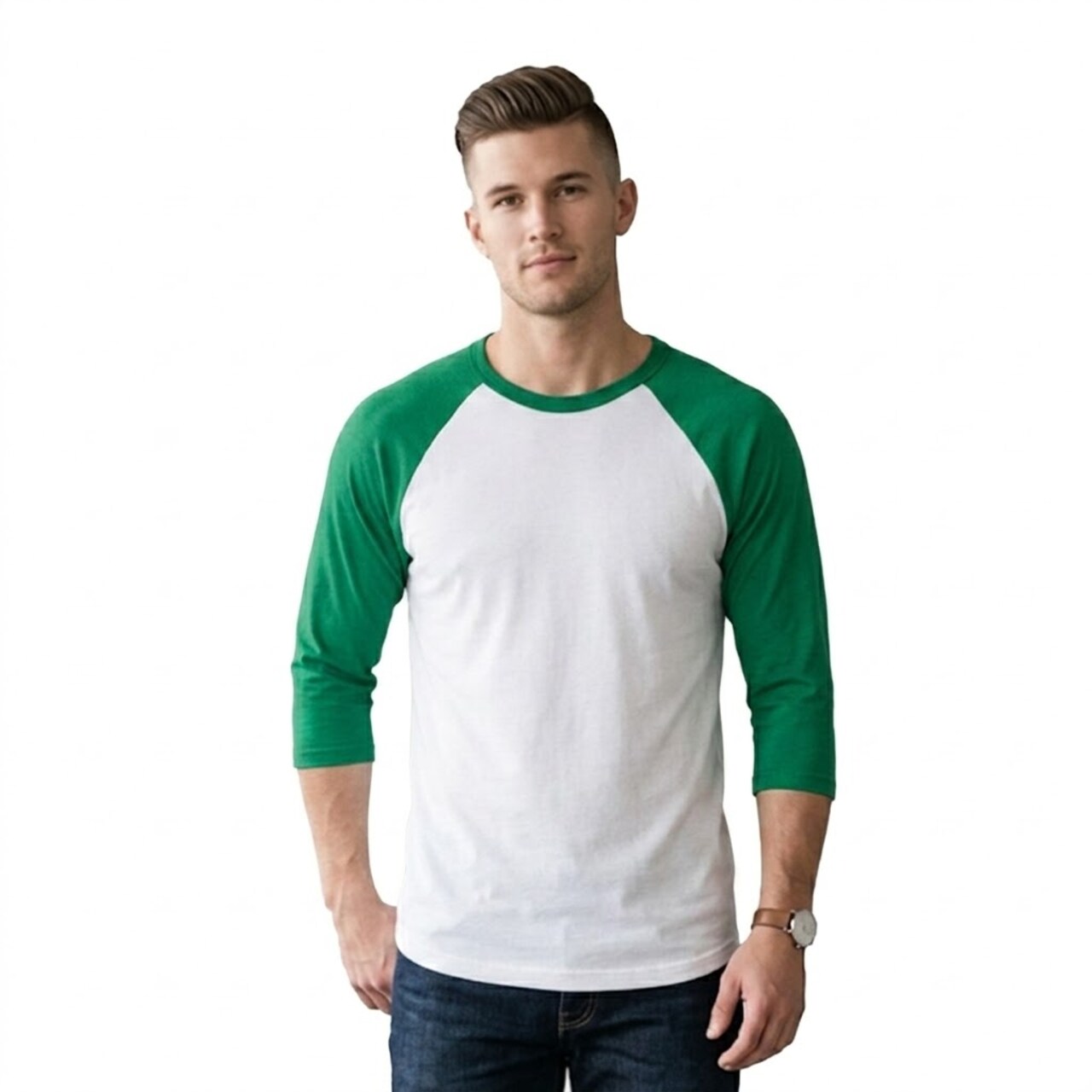 BELLA + CANVAS® Unisex Three-Quarter Sleeve Baseball Tee Raglan Contrast Sleeve Lightweight Retail Fit Shirt